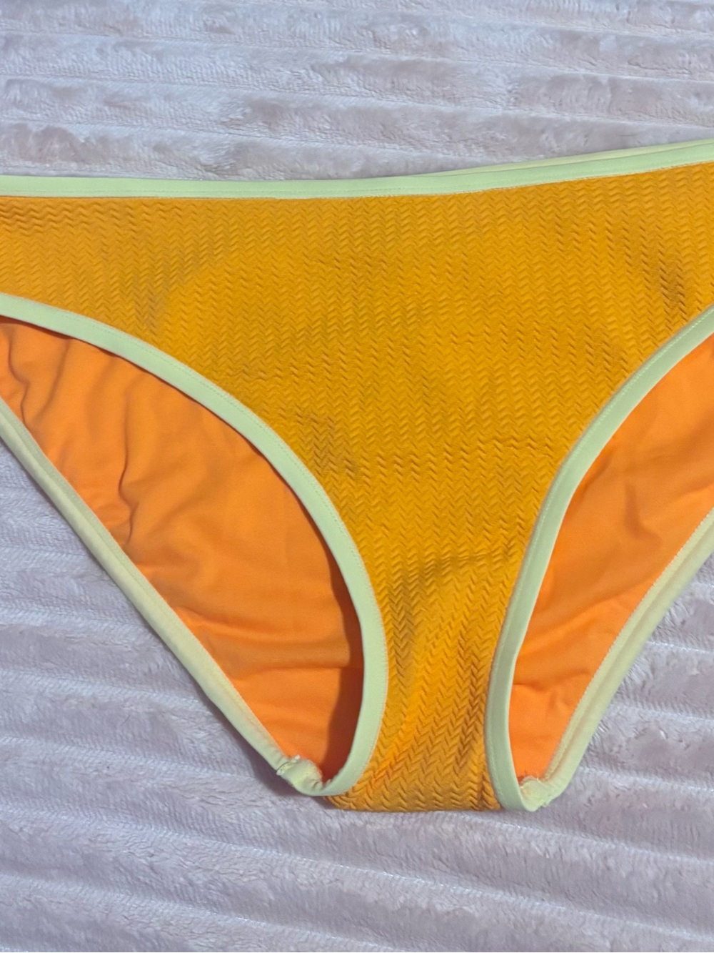 Women’s Orange Bikini Bottom with yellow Trim